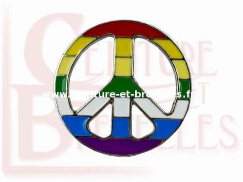 boucle ceinture ronde peace and love multicolore