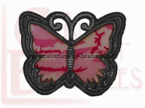 boucle de ceinture papillon rose