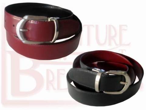 ceinture réversible noir/rouge croûte cuir lisse boucle ovale