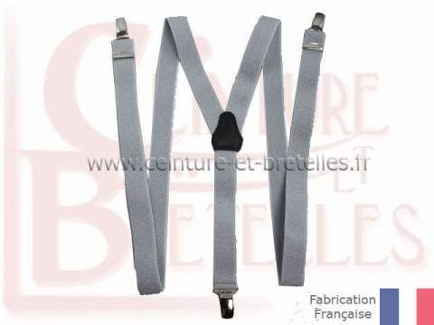 bretelles gris clair brillantes 3 bandes fabriquées en France