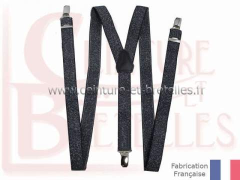 bretelles noires brillantes 3 bandes fabriquées en France