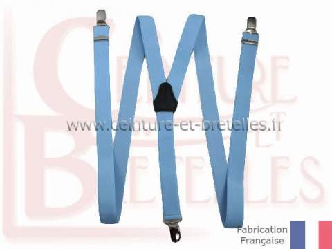 bretelles 3 bandes bleu ciel fabriquées en France