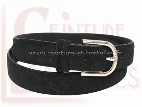ceinture femme noire croûte de cuir imprimé petits losanges