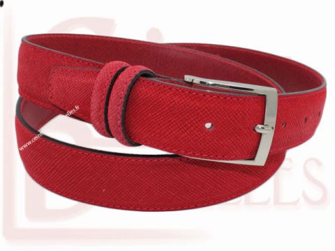 ceinture rouge Balestra cuir imprimé petits losanges