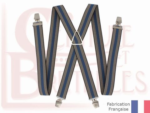 bretelles longue bande verticale bleue